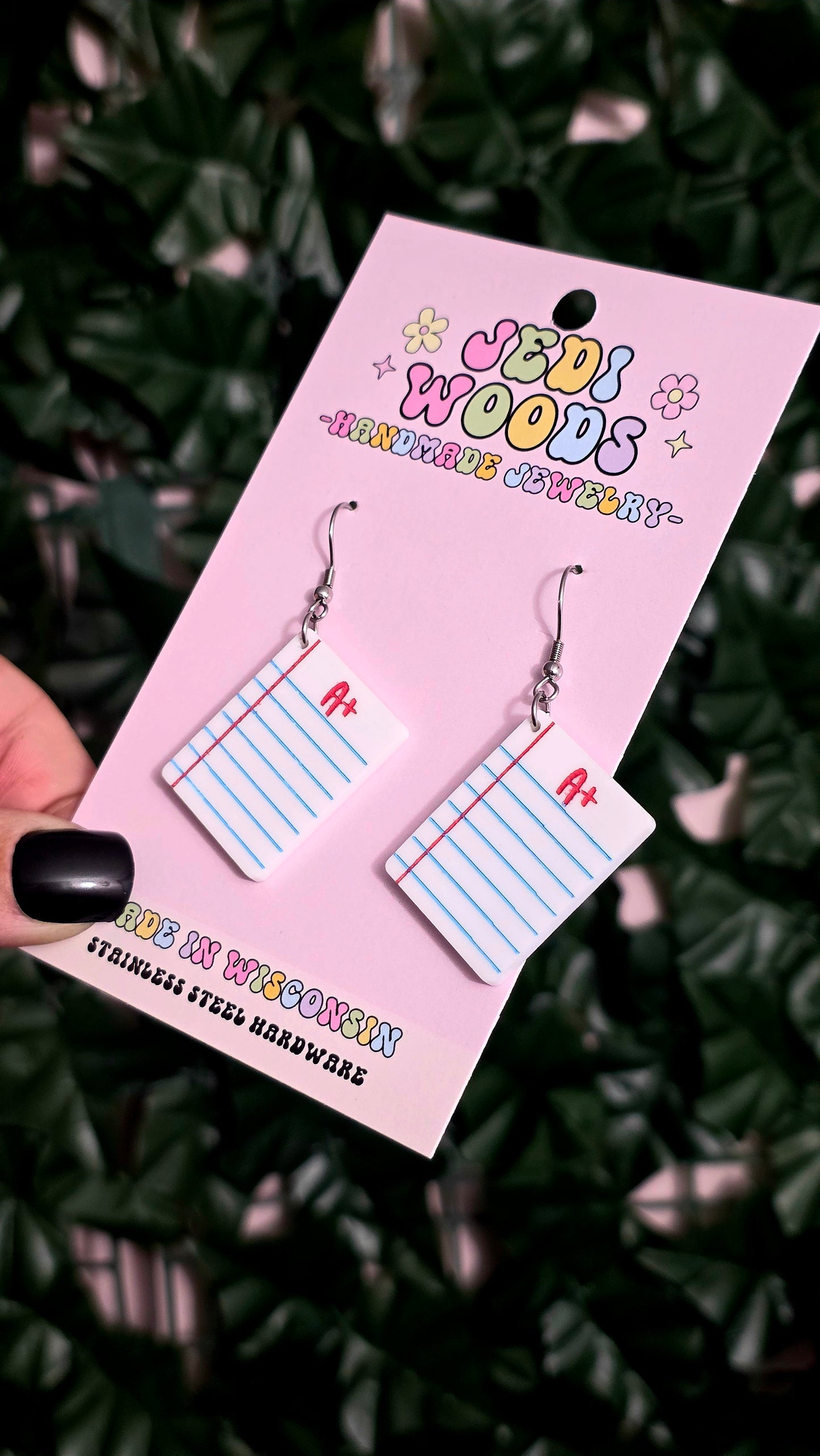 A+ Notebook Paper Earrings