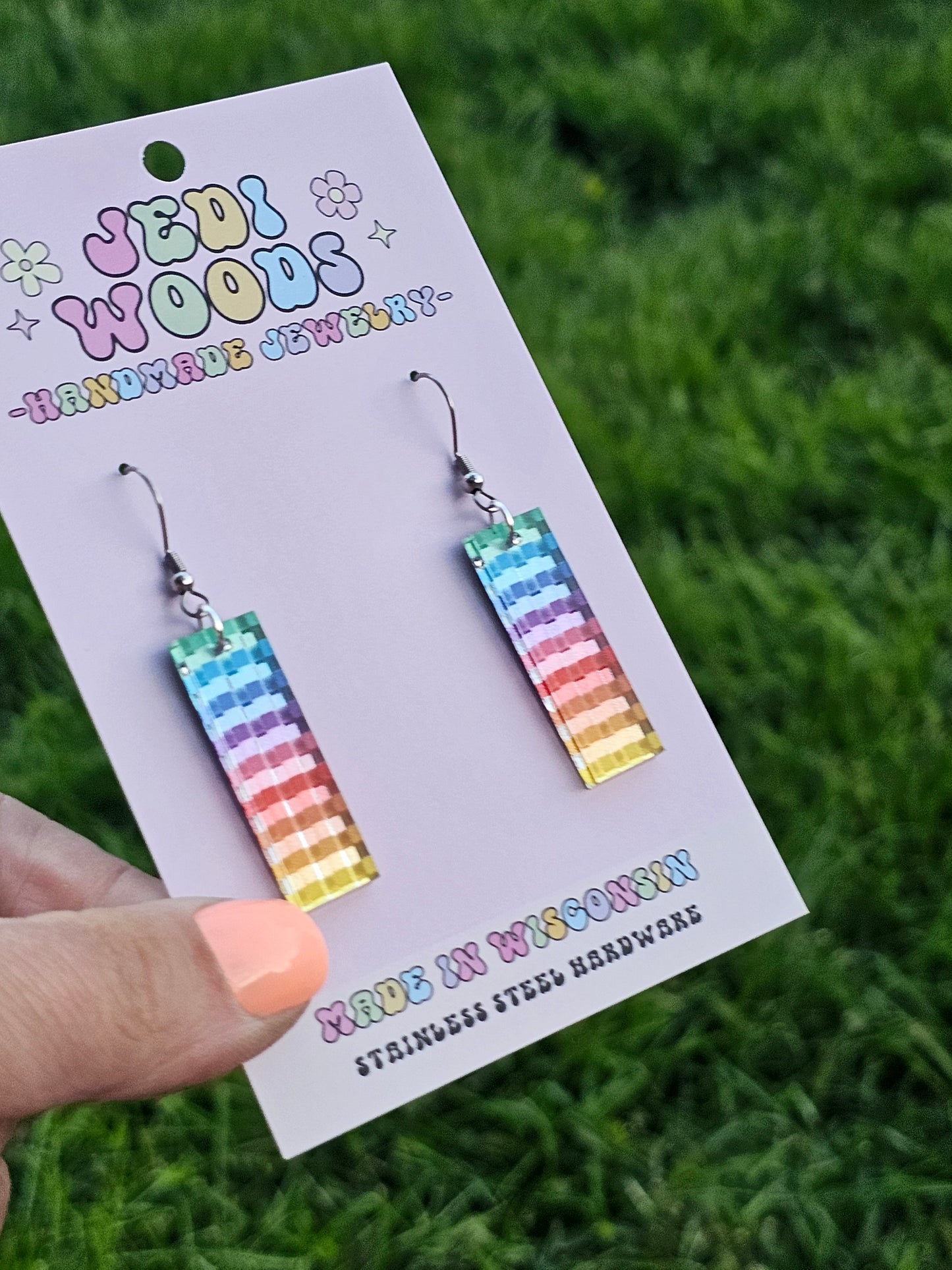 Metallic Rainbow Bar Dangles