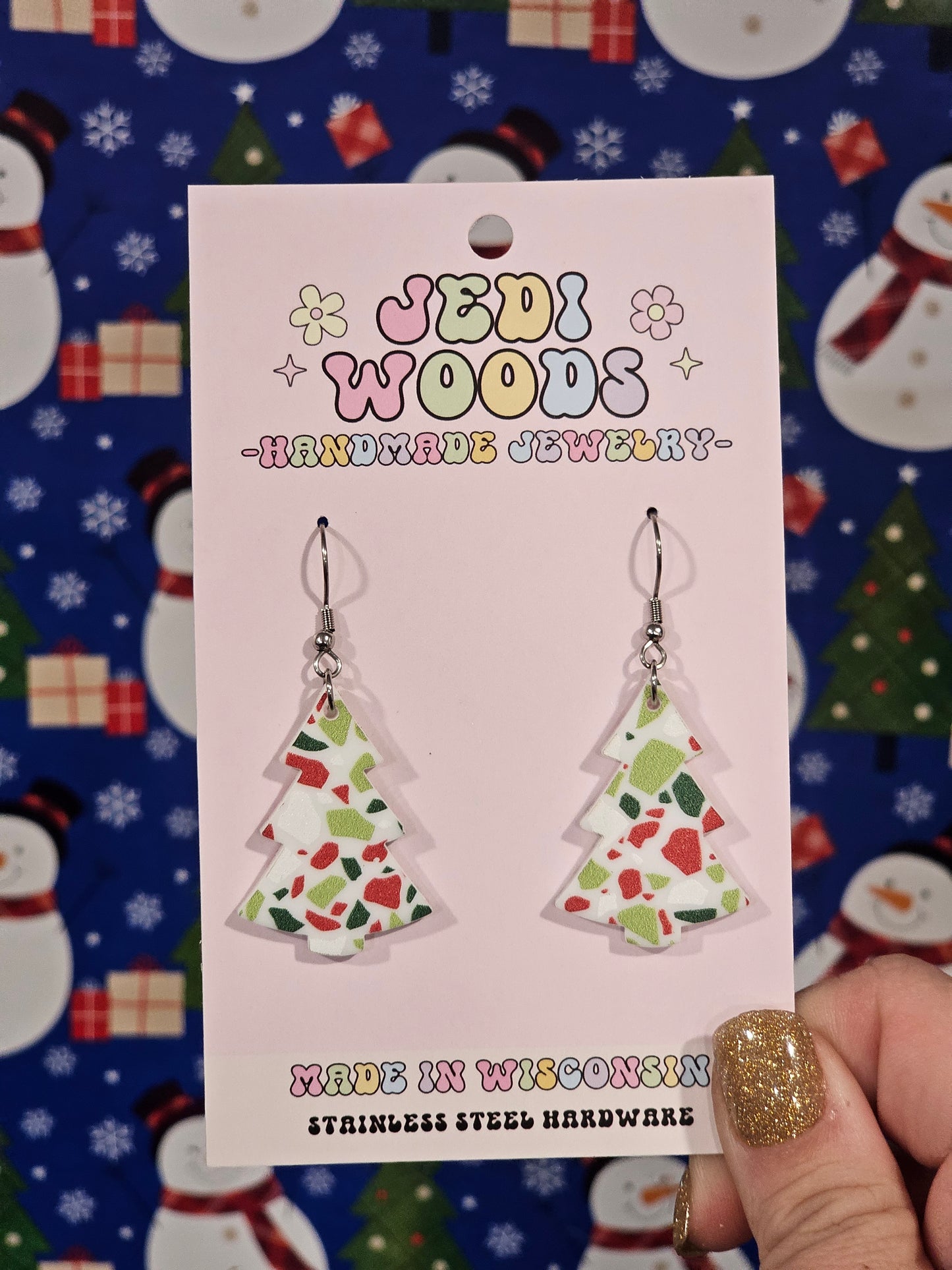 Terazzo Christmas Tree Earrings
