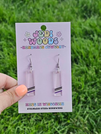 Subtle Asexual Pride Bar Earrings