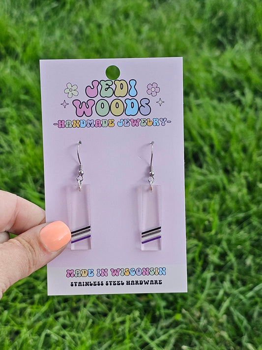 Subtle Asexual Pride Bar Earrings
