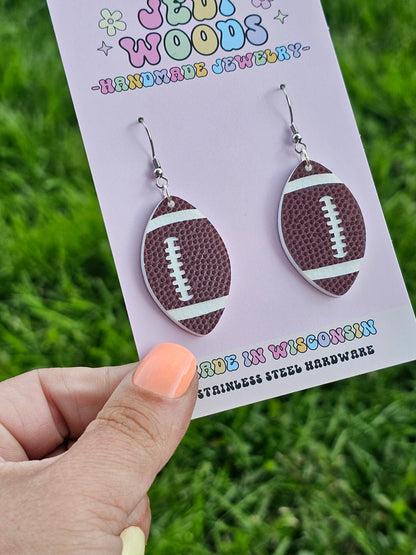 Textured Football Earrings (Two Sizes)
