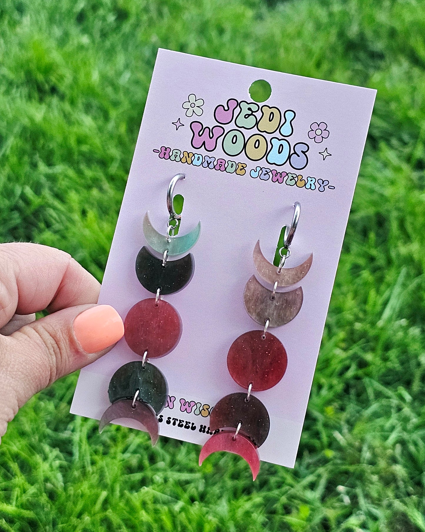 Blood Forest Moon Phase Earrings
