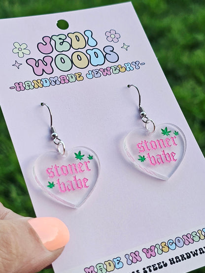 Stoner Babe Heart Earrings