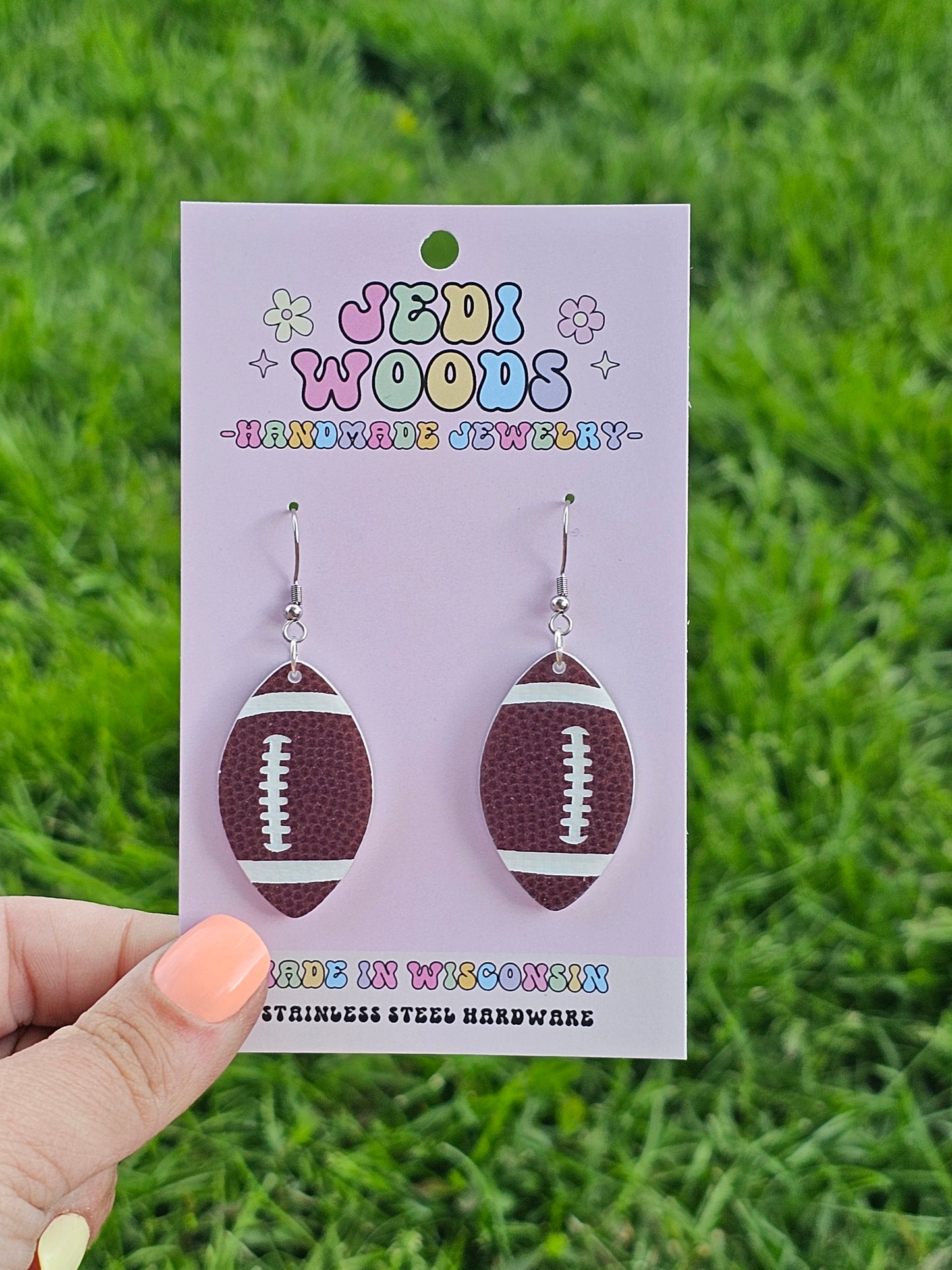 Textured Football Earrings (Two Sizes)
