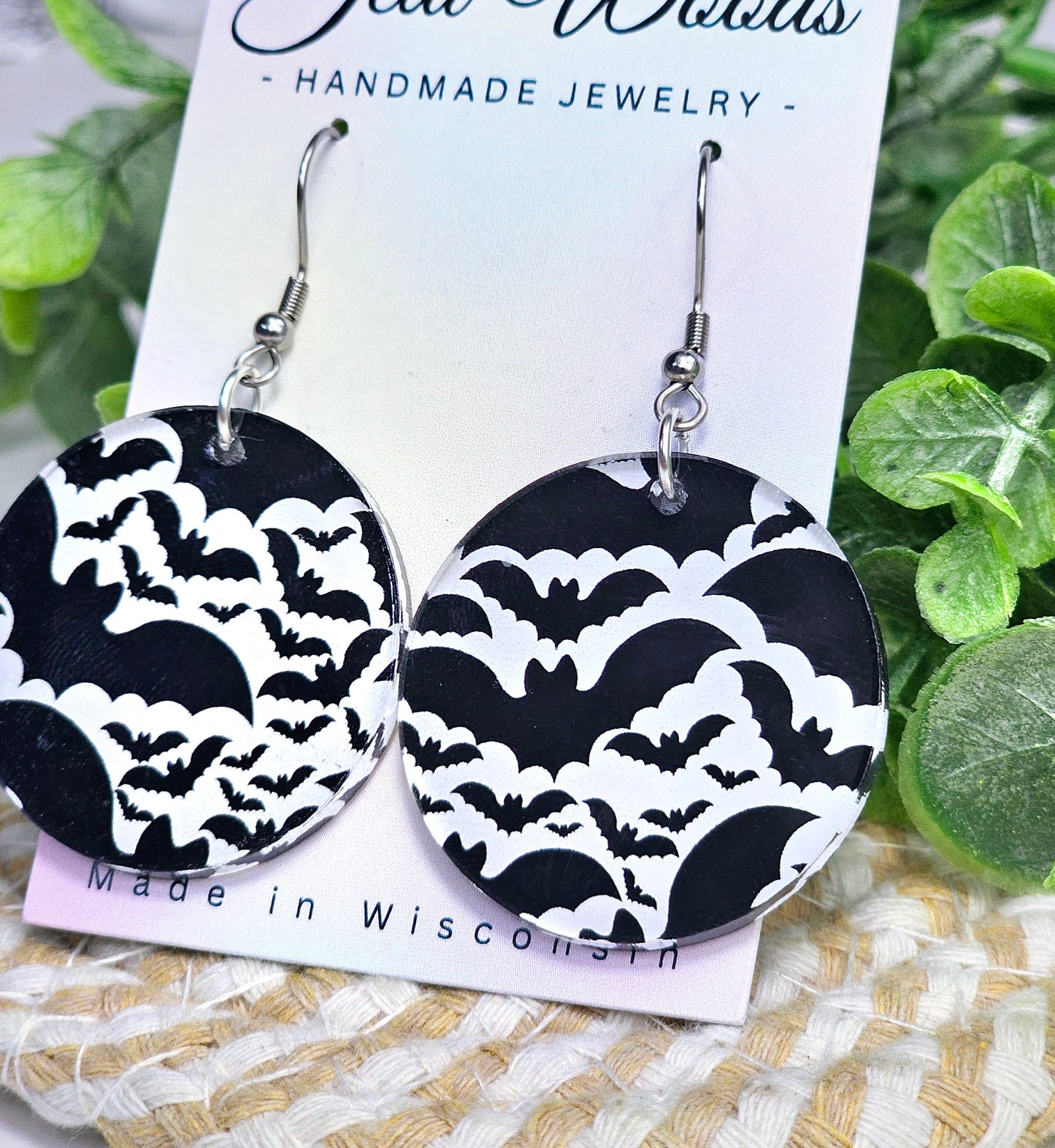 Black and White Medallion Earrings