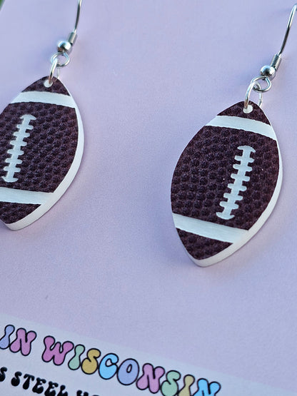 Textured Football Earrings (Two Sizes)