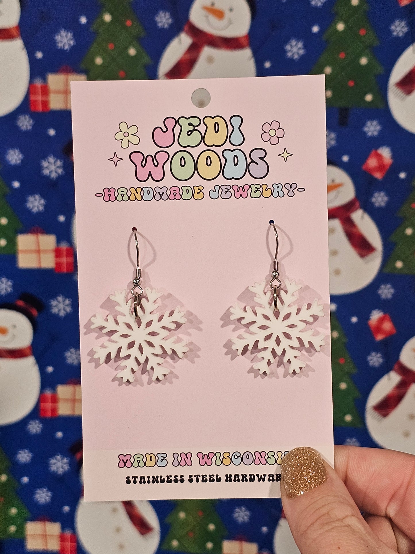 White Snowflake Earrings