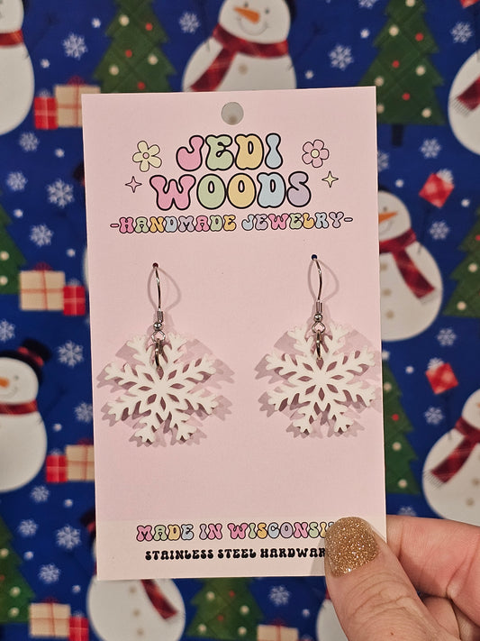 White Snowflake Earrings