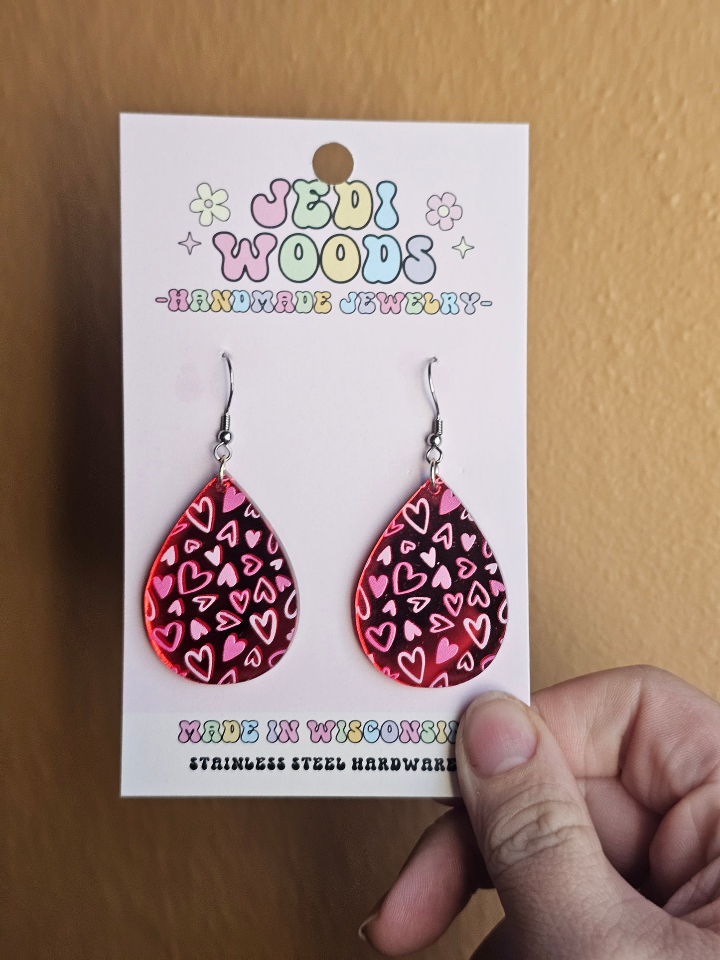 Scattered Heart Teardrop Earrings