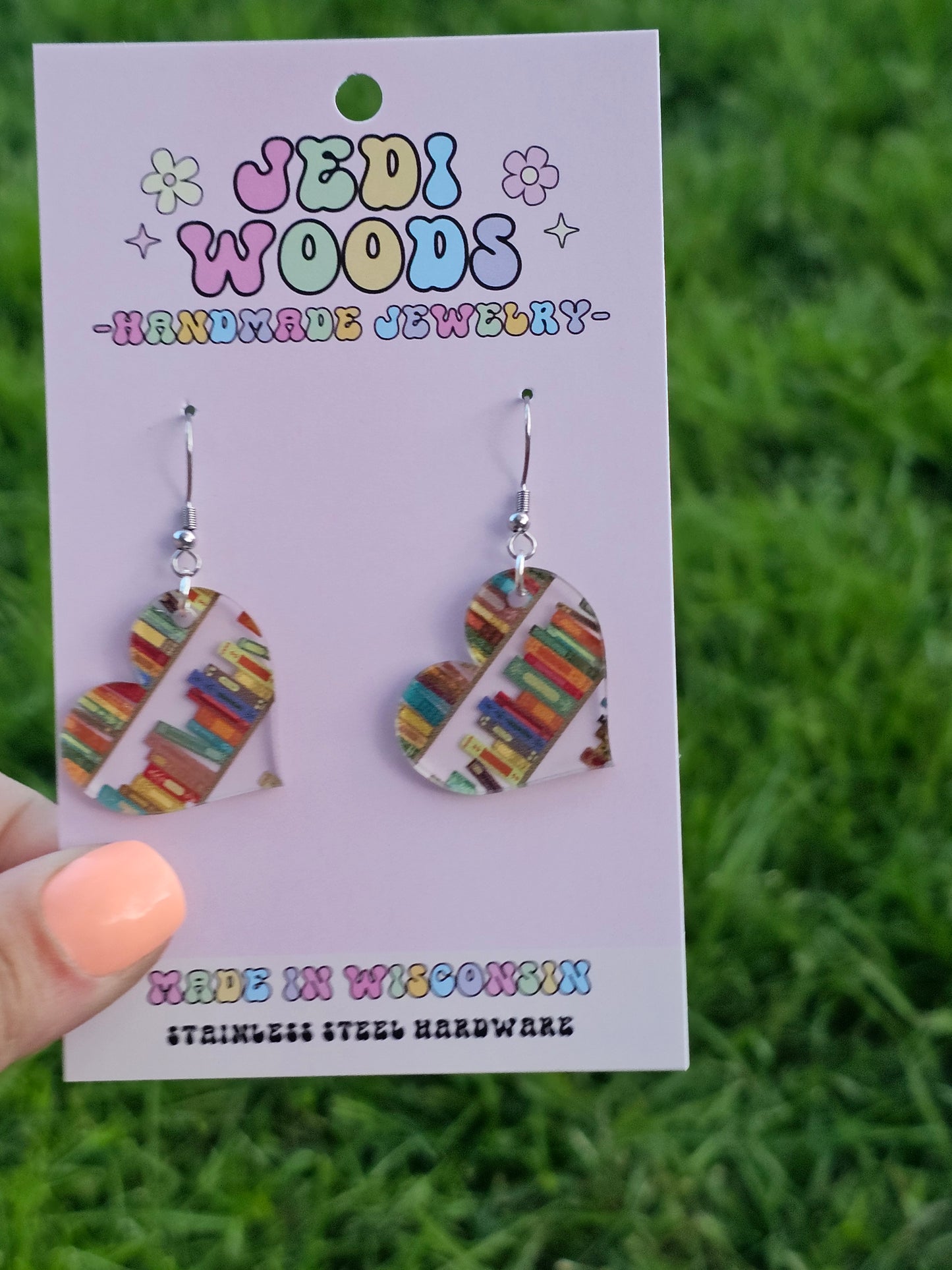 Book Heart Earrings