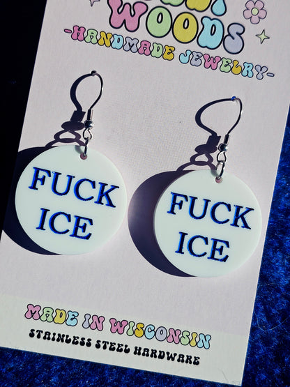 FUCK ICE earrings and Keychains