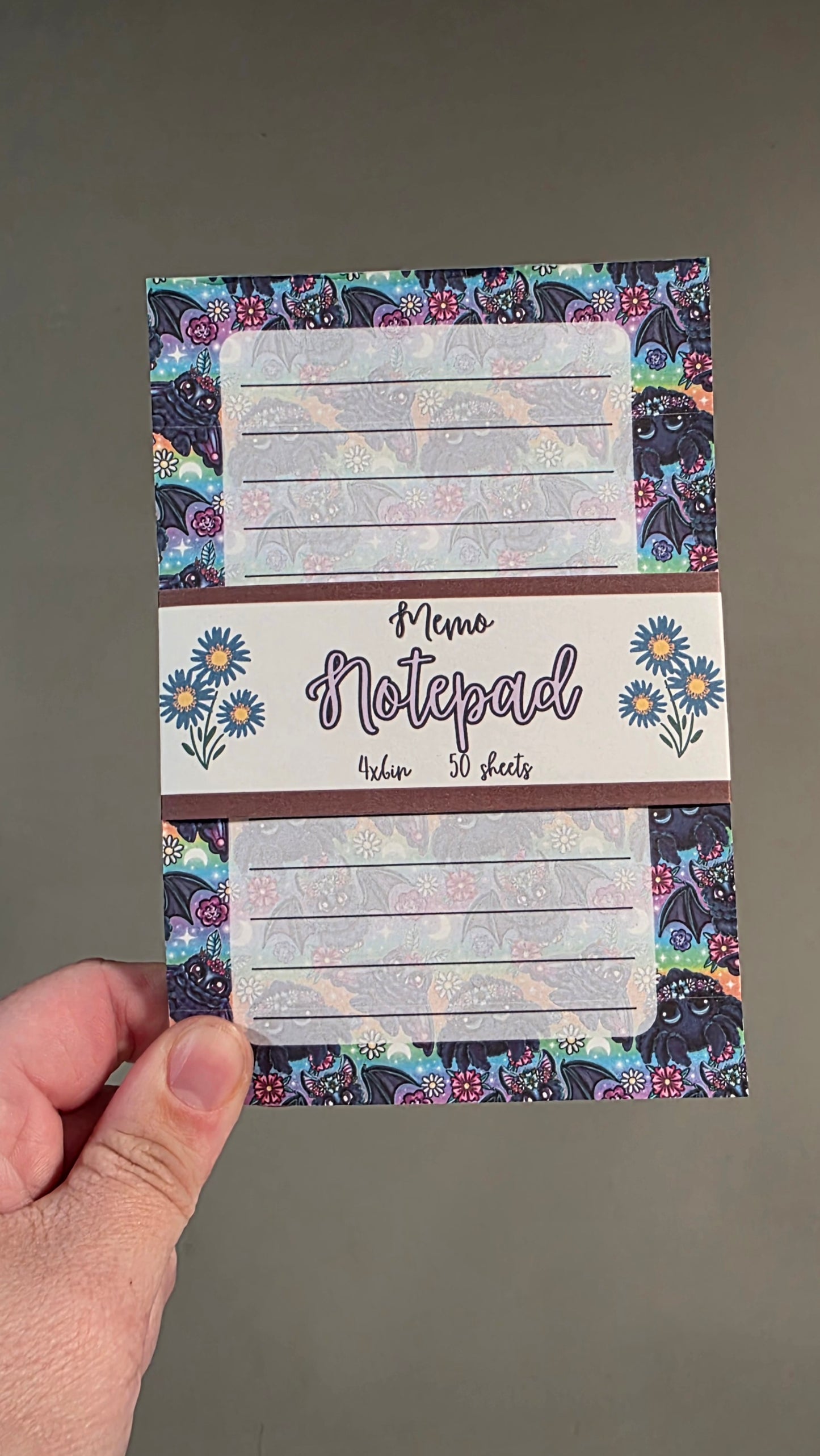Rainbow Cutesy Bats and Spiders Memo Notepad