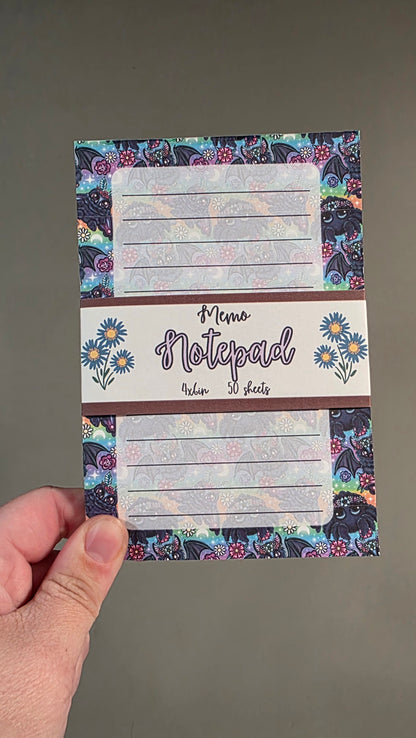 Rainbow Cutesy Bats and Spiders Memo Notepad