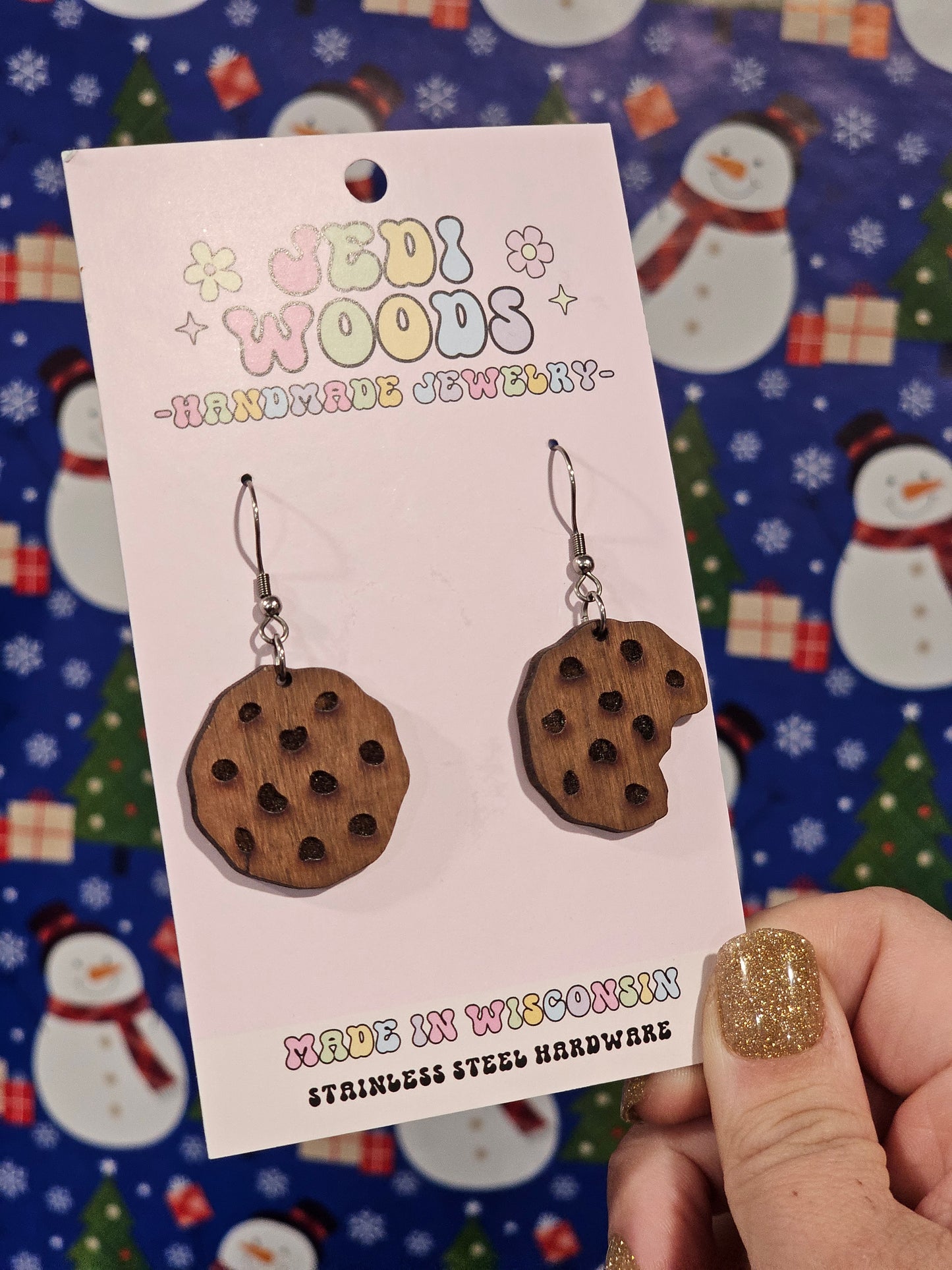 Wooden Cookie Earrings
