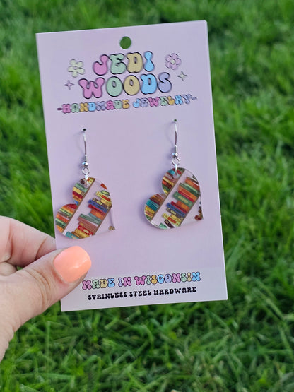 Book Heart Earrings