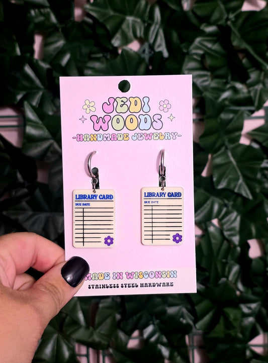 Library Card Earrings