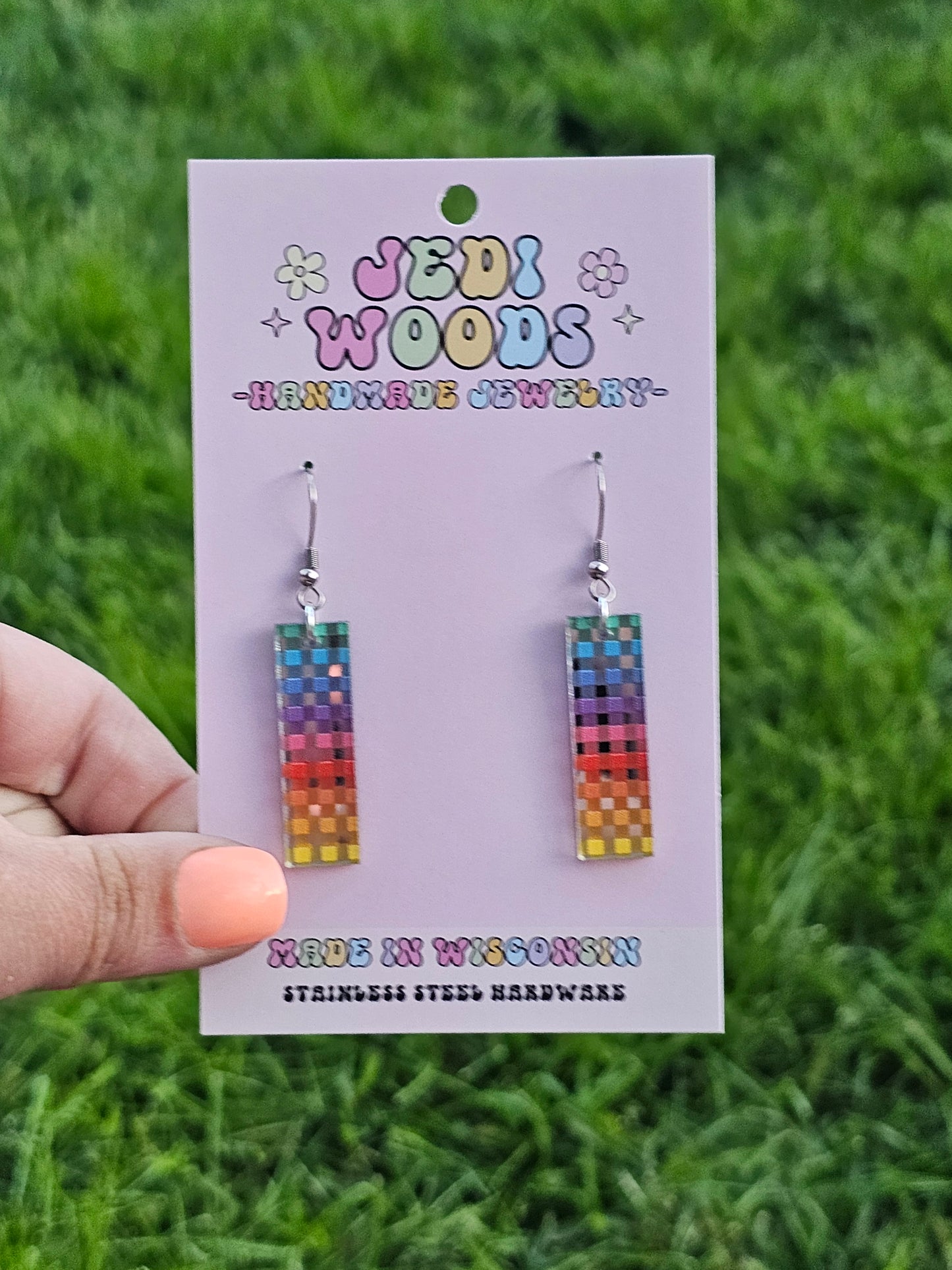 Metallic Rainbow Bar Dangles