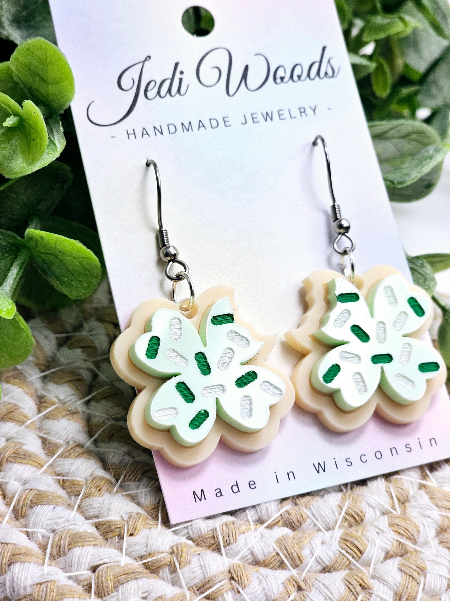 4-Leaf Clover Cookie Earrings