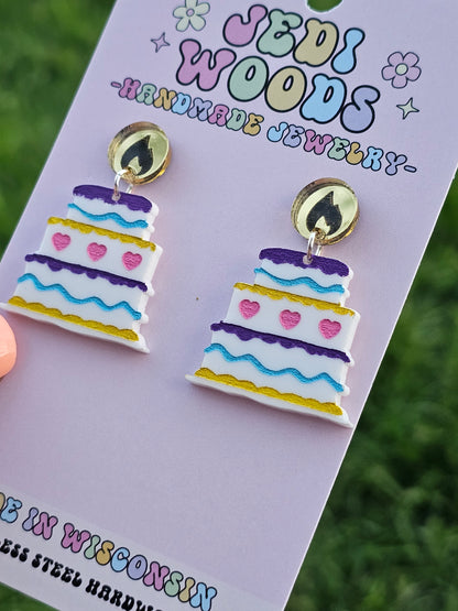 Tiered Birthday Cake Earrings