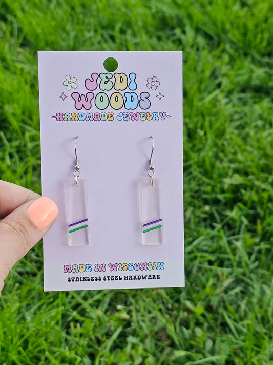 Subtle Gender Queer Pride Bar Earrings