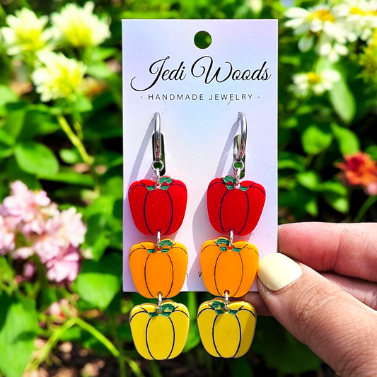 Tri Colored Bell Pepper Earrings