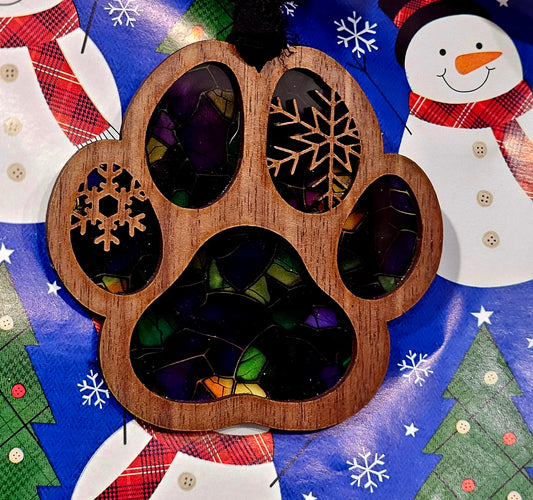 Mardi Gras Paw Print Ornament / Sun Catcher