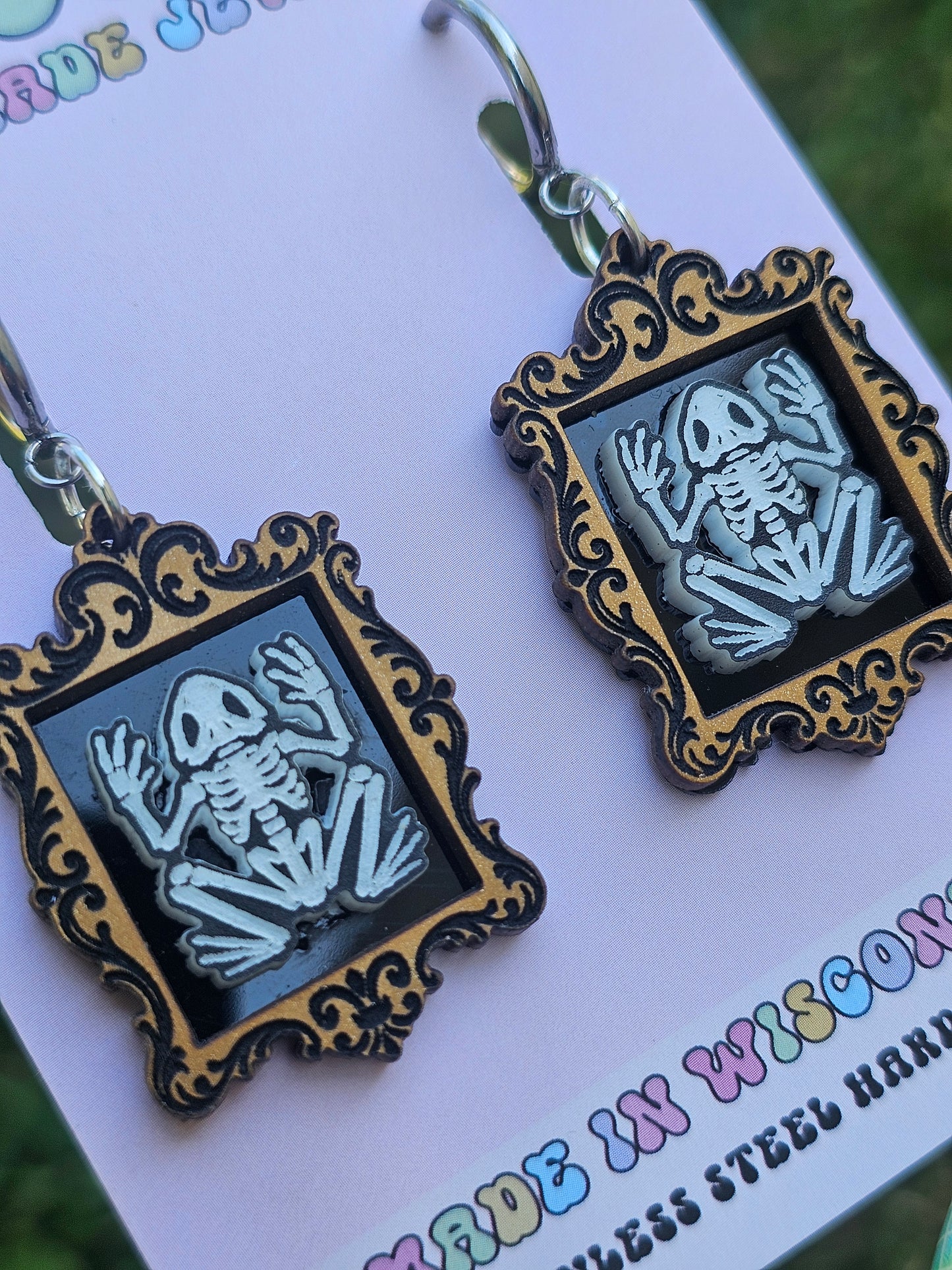 Frog Speciman Frame Earrings