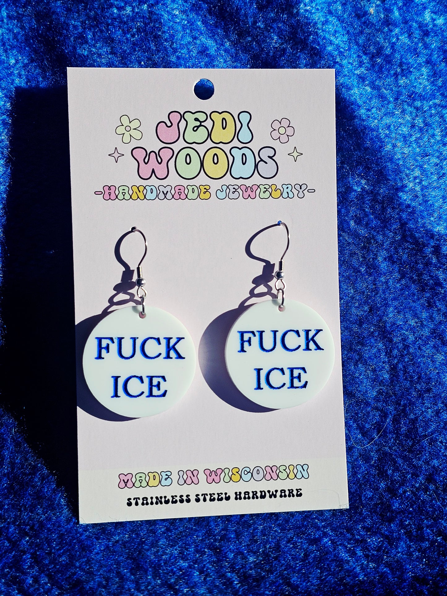 FUCK ICE earrings and Keychains