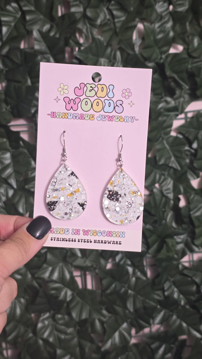 Graduation in Sparkles Tear Drop Style Earrings
