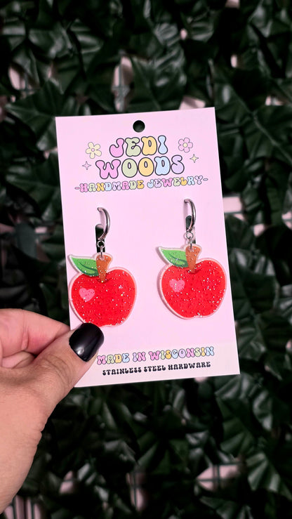 Apple Of My Eye Glitter Earrings