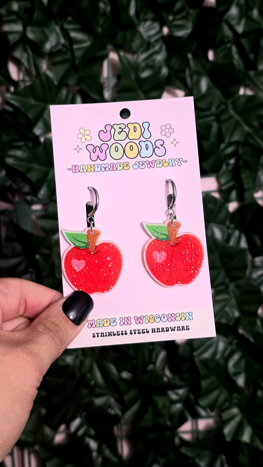 Apple Of My Eye Glitter Earrings