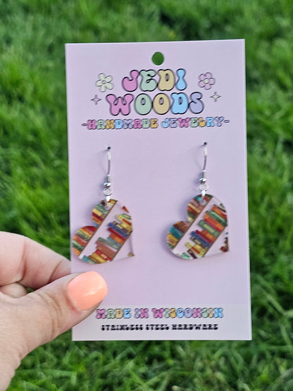 Book Heart Earrings