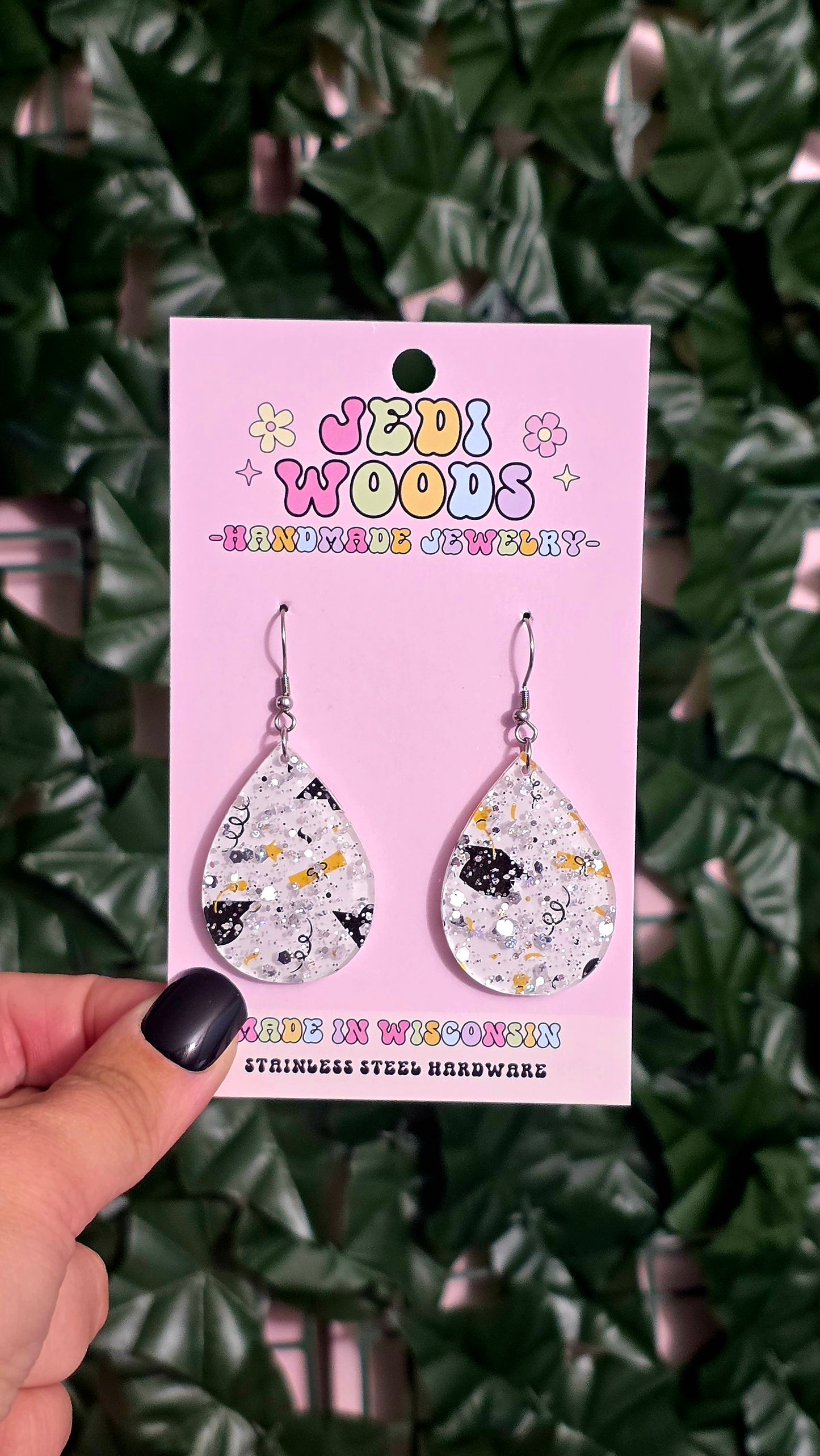 Graduation in Sparkles Tear Drop Style Earrings