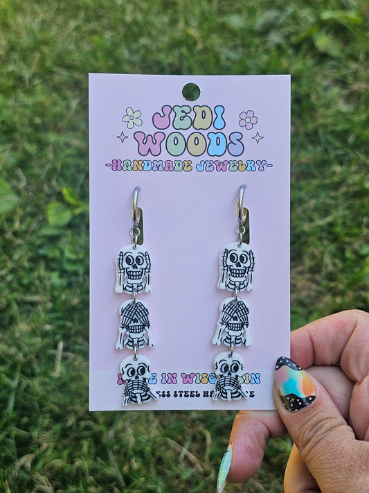 Hear No Evil Skull Dangles