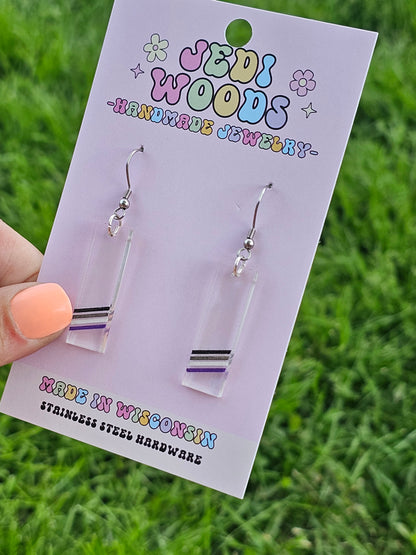 Subtle Asexual Pride Bar Earrings