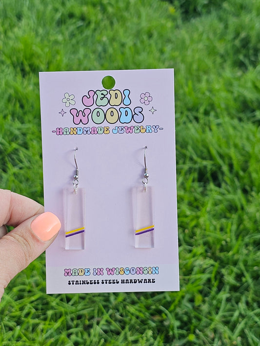 Subtle Intersex Pride Bar Earrings