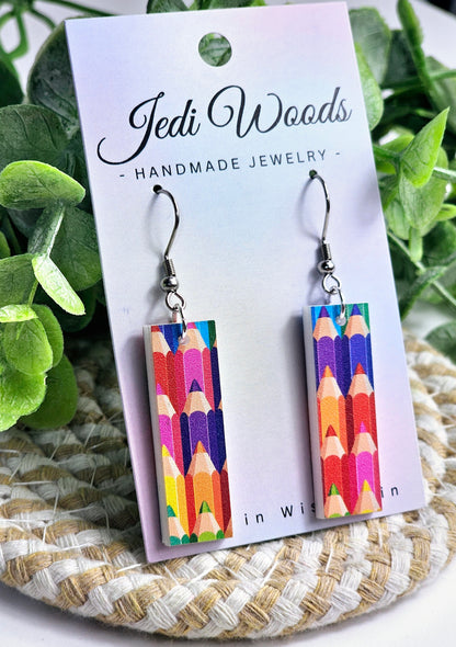 Rainbow Pencil Bar Dangles