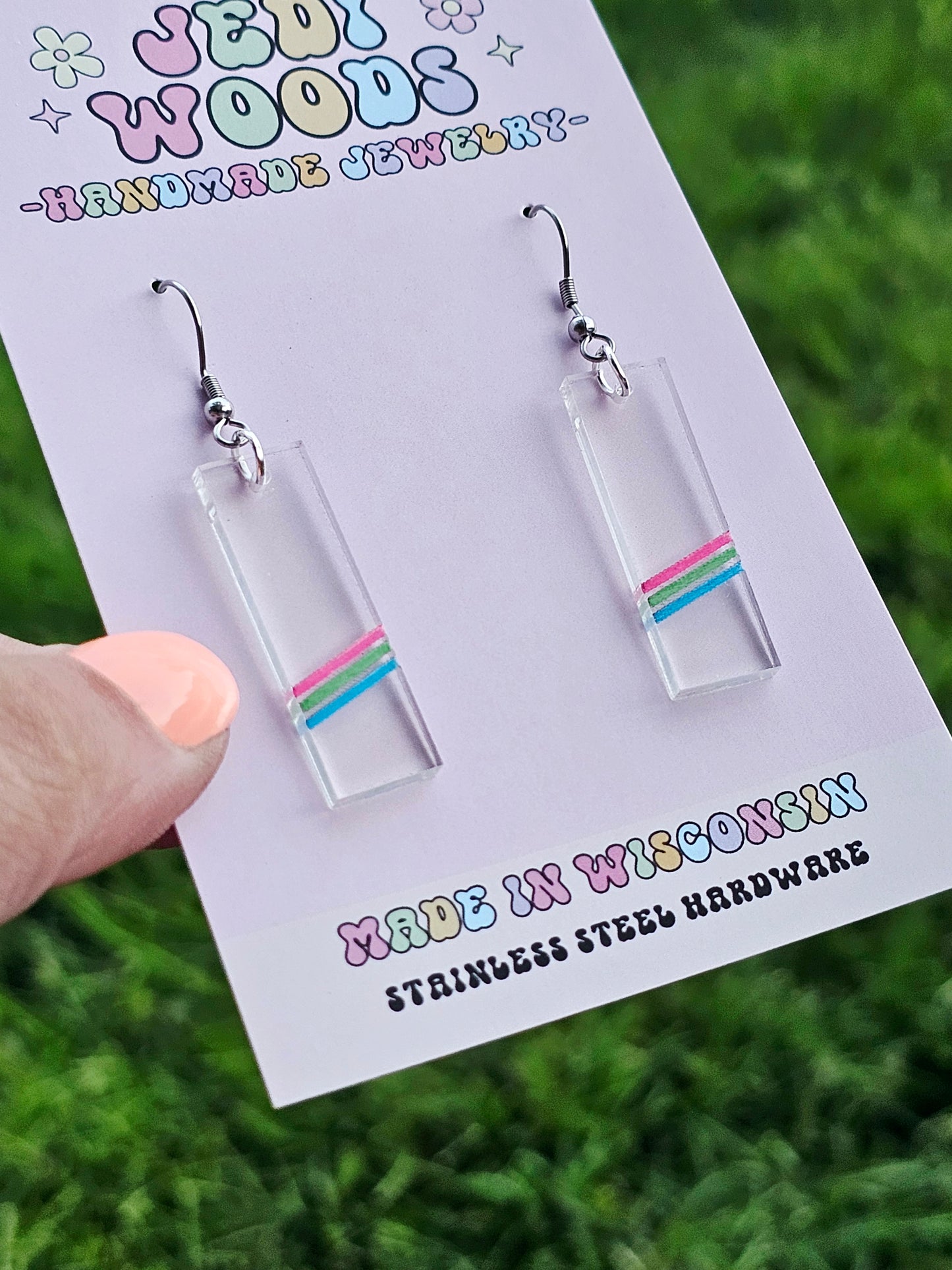 Subtle Polysexual Flag Earrings