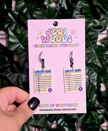 Library Card Earrings