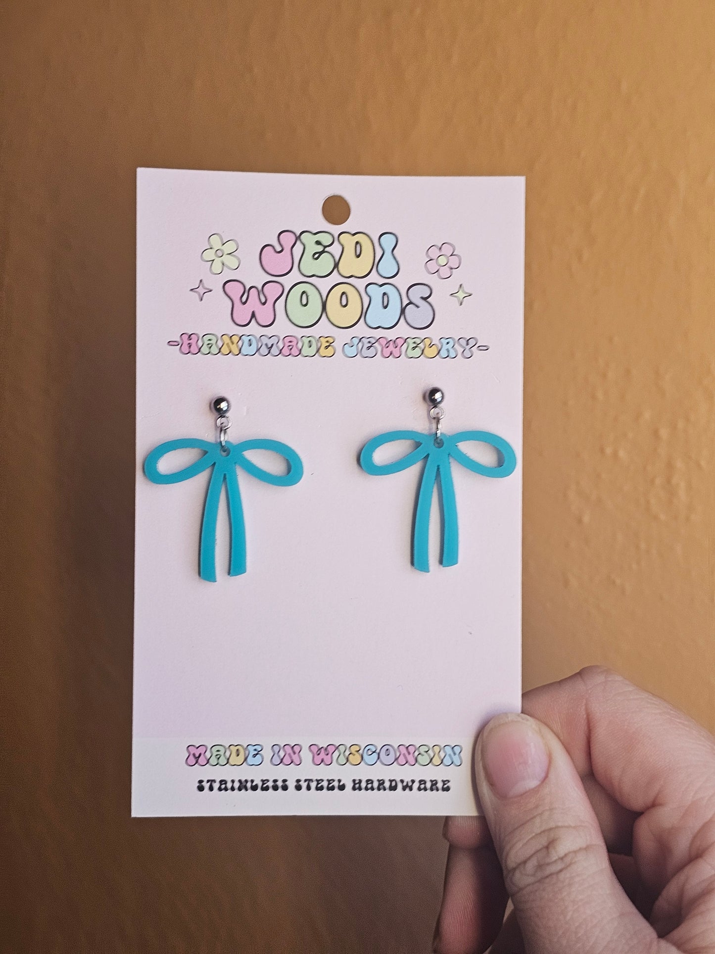 Matte Blue Bow Earrings