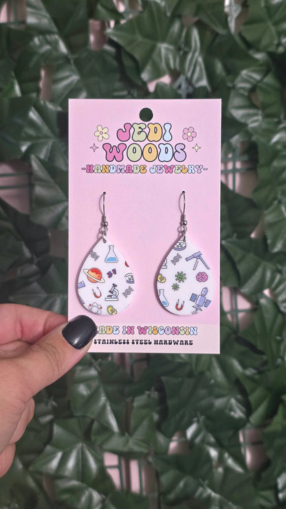 Science Is Cool Teardrop Style Earrings