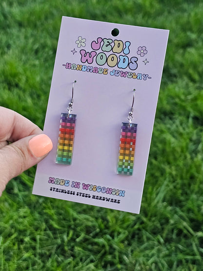 Metallic Rainbow Bar Dangles