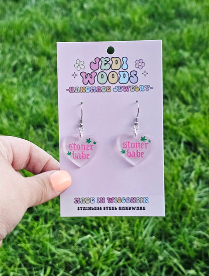 Stoner Babe Heart Earrings