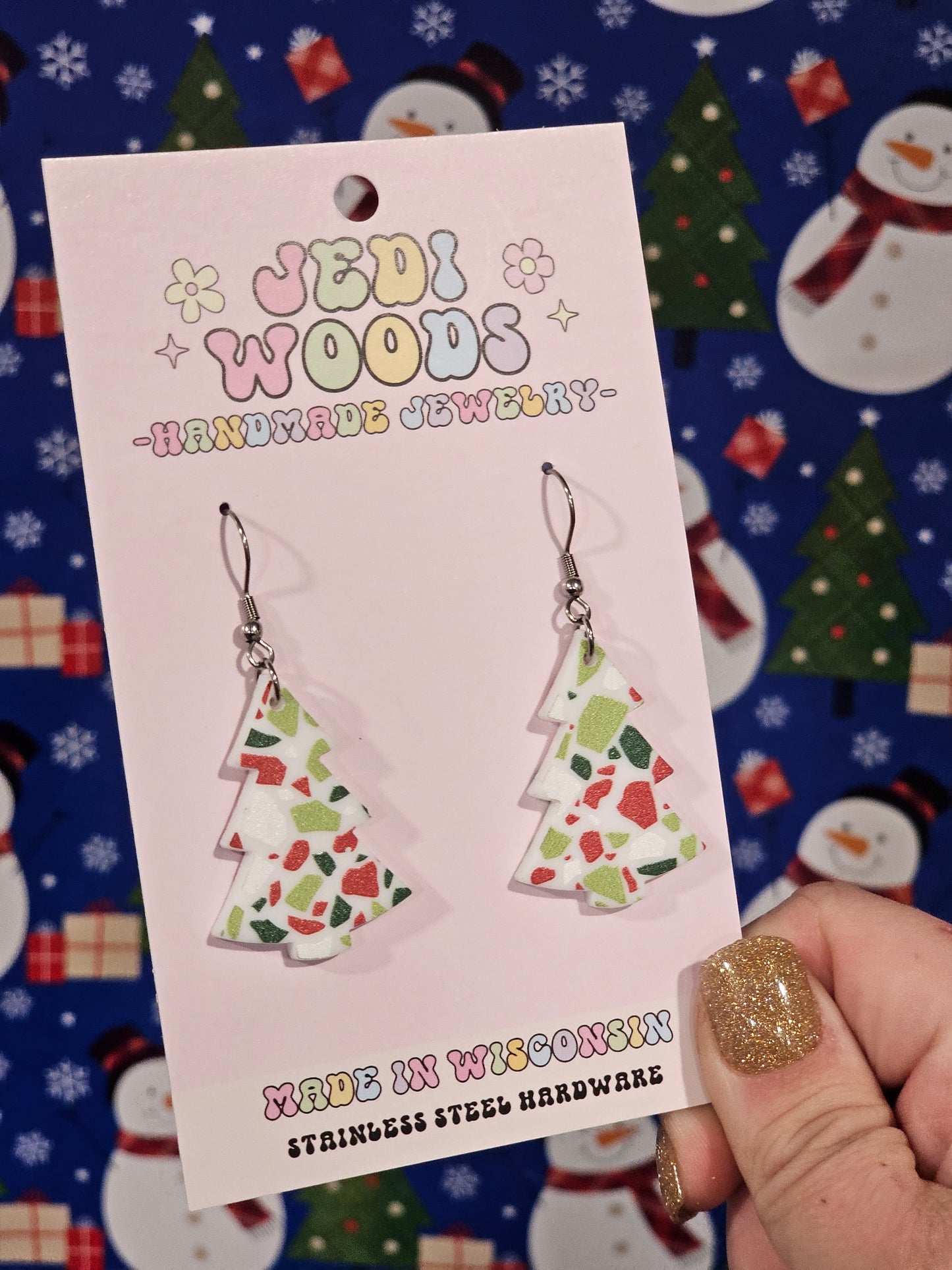 Terazzo Christmas Tree Earrings
