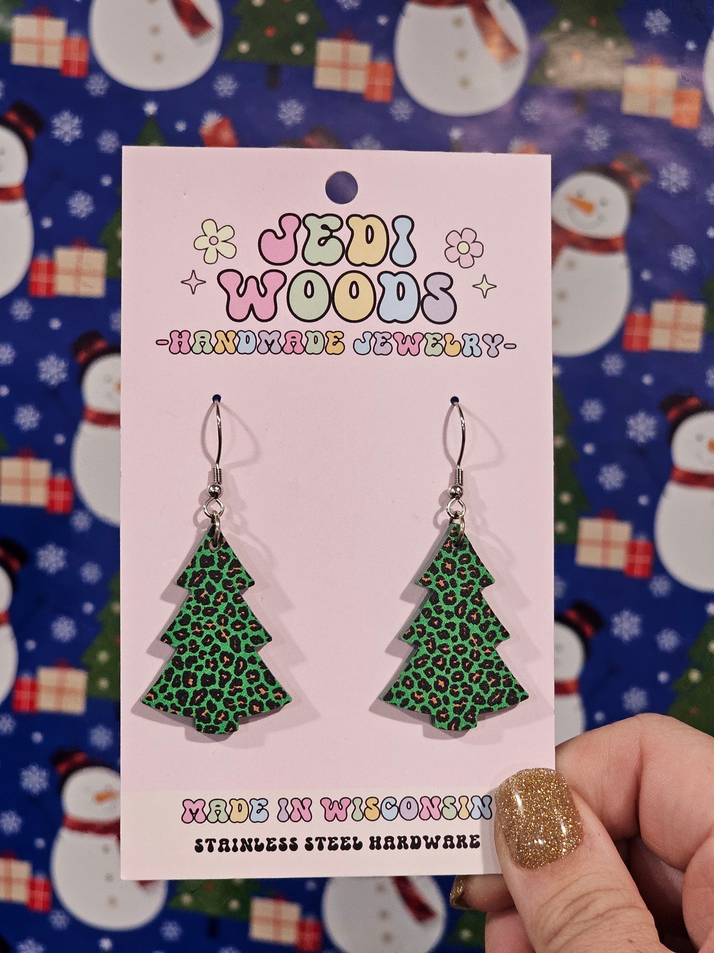 Green Leopard Christmas Tree Dangles