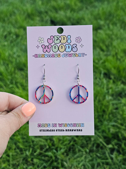 Small Peace Sign Earrings