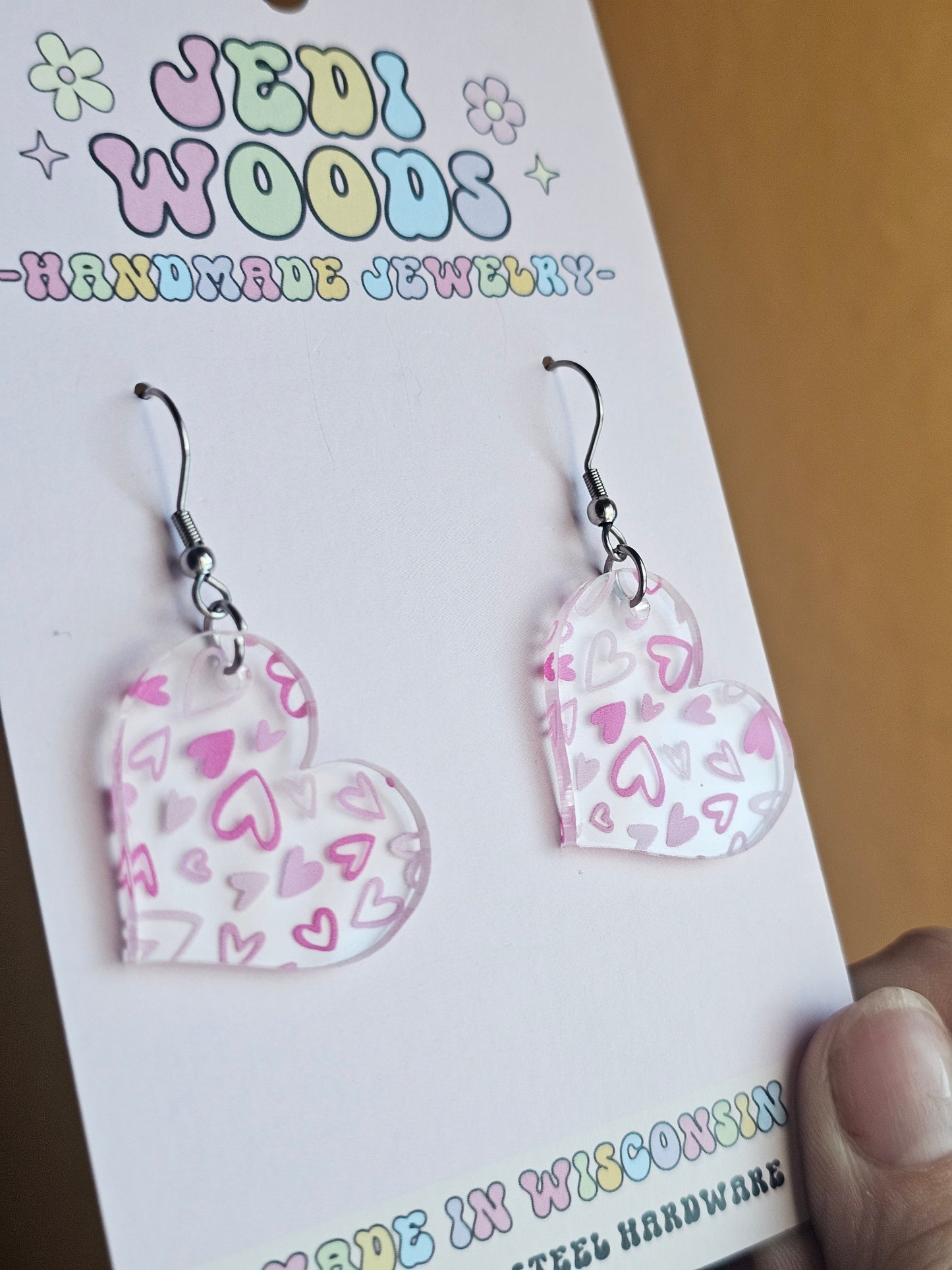 Scattered Pink Heart Earrings