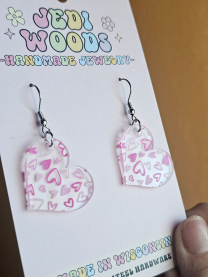 Scattered Pink Heart Earrings