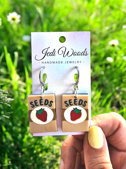 Strawberry Seed Packet Earrings